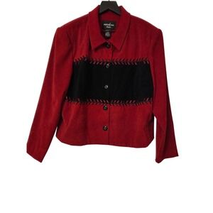 Positive Attitude Blazer Jacket Womens 18 Red Black Button Front Career